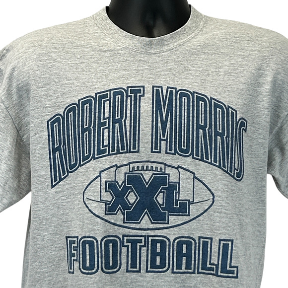 Vintage 90s Robert Morris Colonials Football T Shirt Mens Medium University Gray - Picture 1 of 8